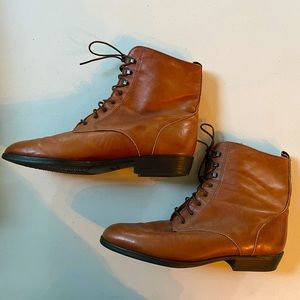Vintage Santana Canada Boots Lace Up Genuine Brown Leather Size 9.5 NWOT